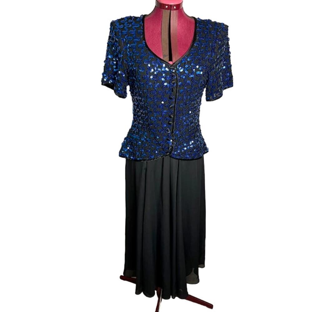formal dress sequins v neck short sleeve swing skirt